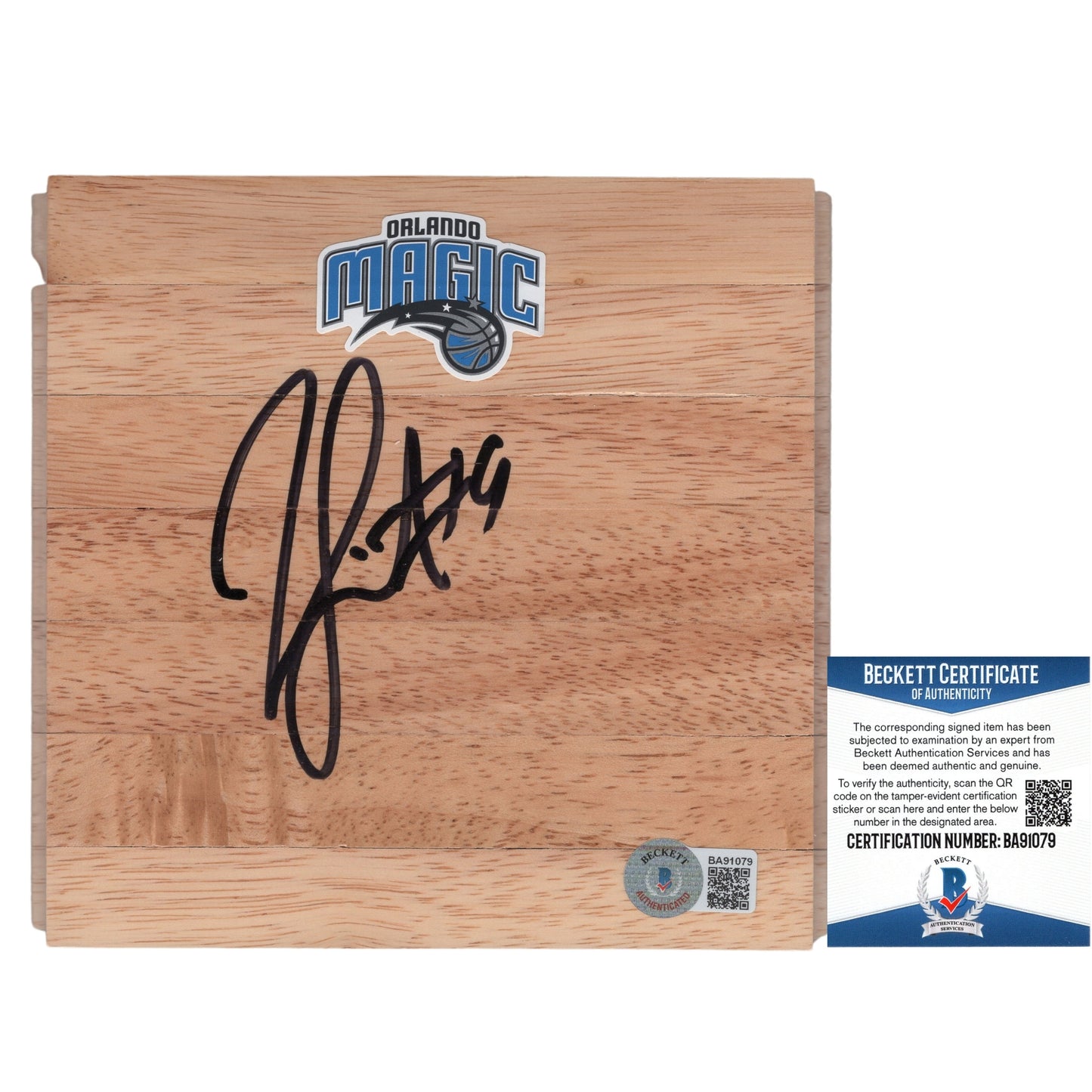 Rashard Lewis Signed Orlando Magic Basketball Floor Board Proof Photo Beckett COA