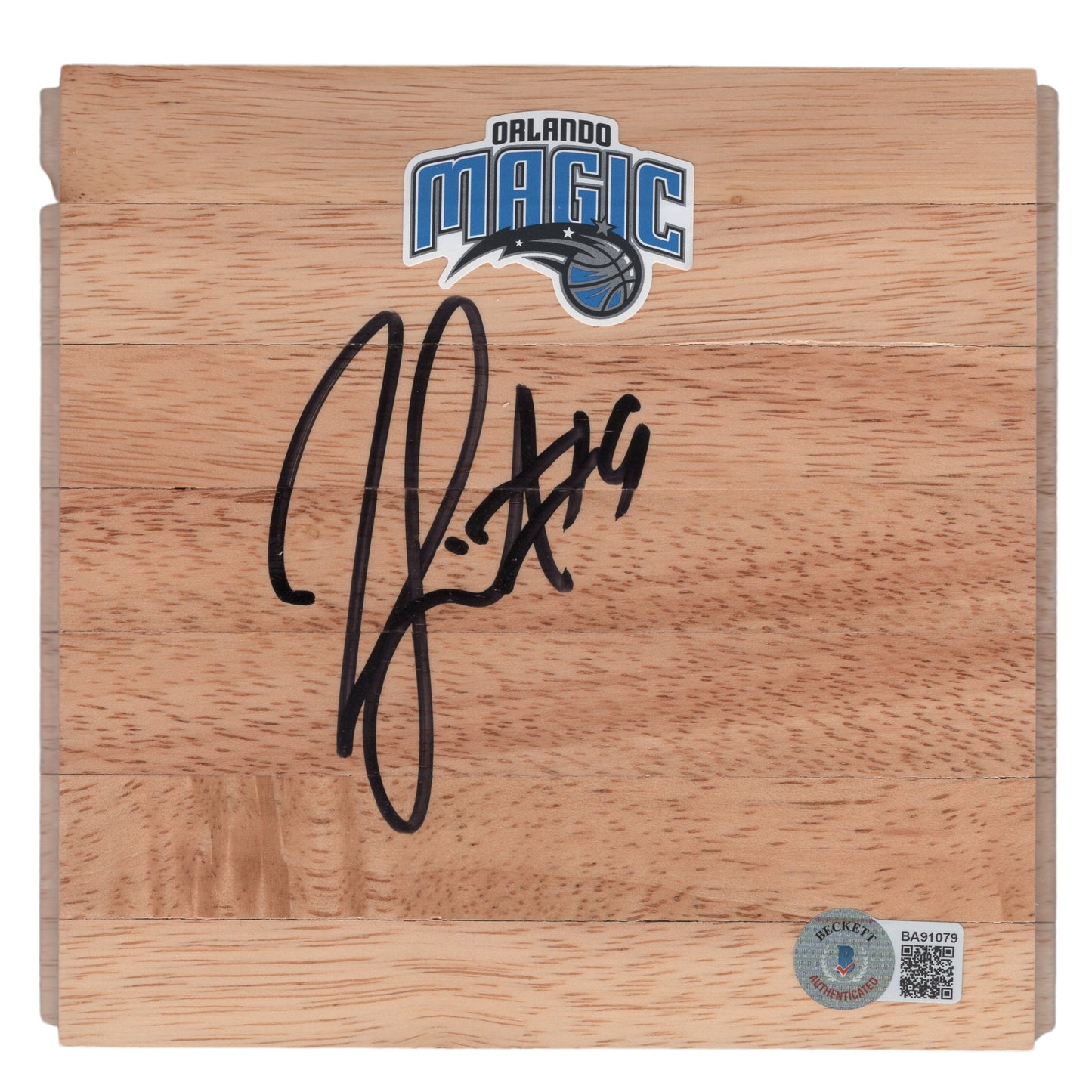 Rashard Lewis Signed Orlando Magic Basketball Floor Board Proof Photo Beckett COA