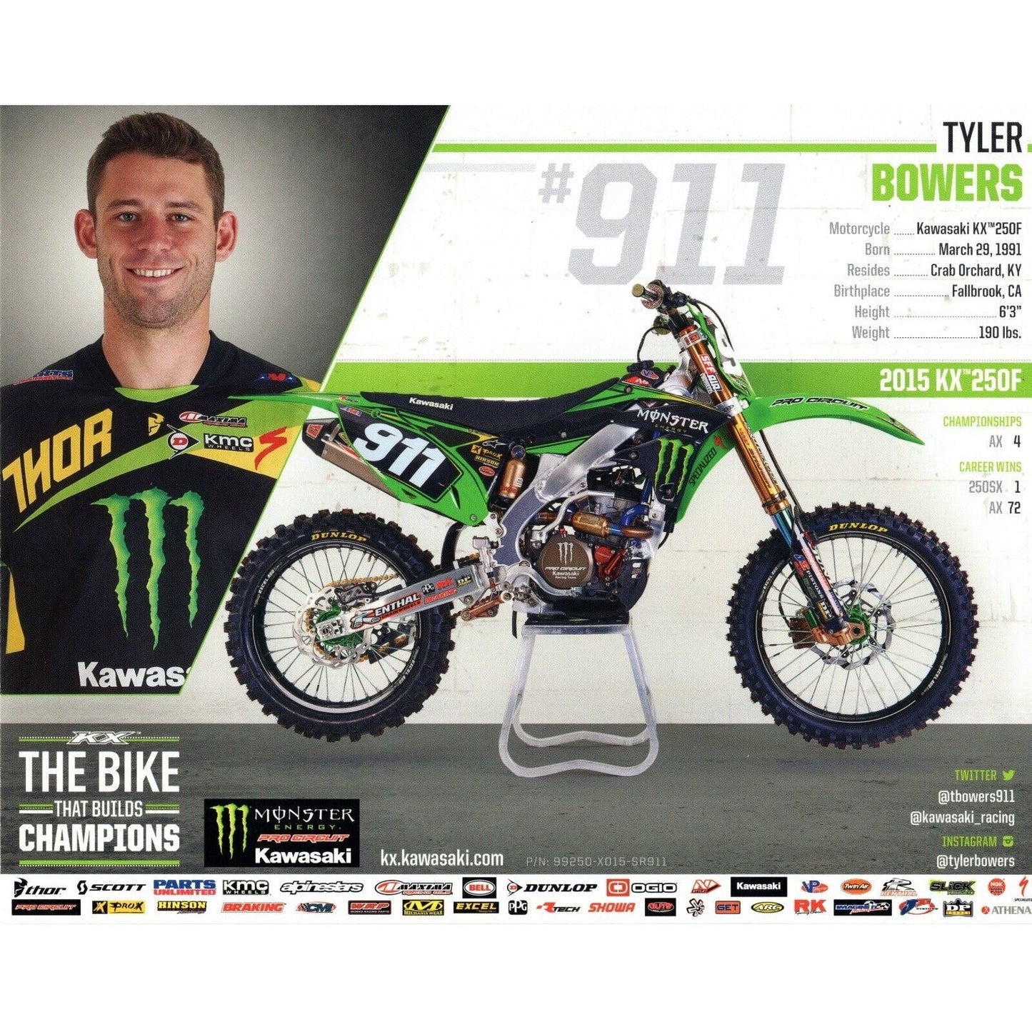 Tyler Bowers Signed Motocross 8x10 Photo Supercross MotoX Beckett Authentic Auto COA