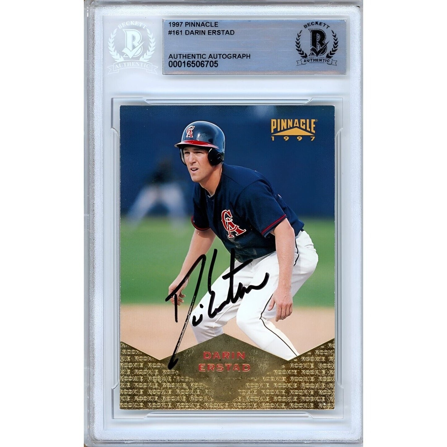 1997 Pinnacle #161 — Darin Erstad LA Angels Autographed Trading Card — Beckett Authentication