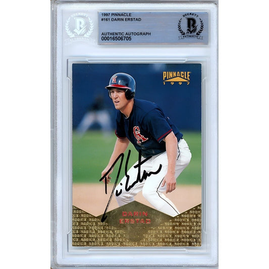 1997 Pinnacle #161 — Darin Erstad LA Angels Autographed Trading Card — Beckett Authentication