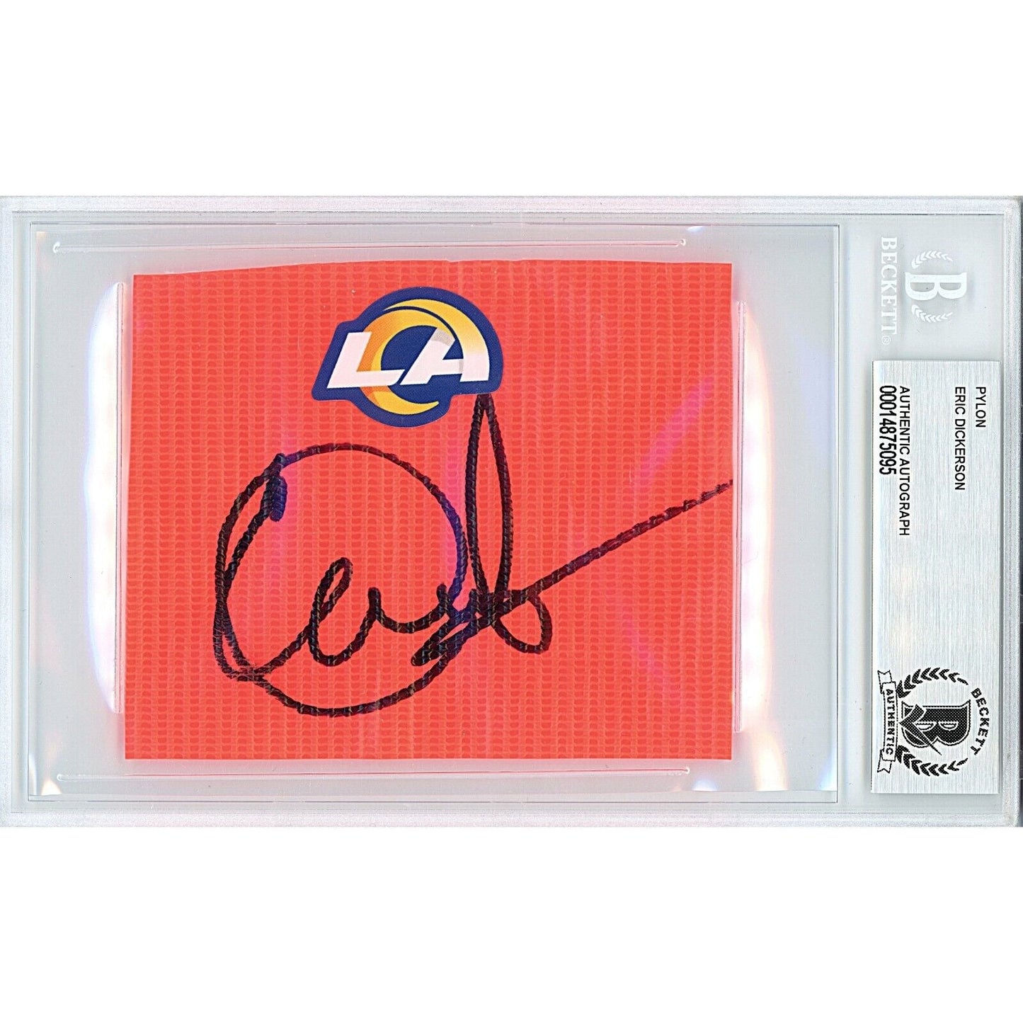 Eric Dickerson Autographed Los Angeles Rams Football End Zone Pylon Cut — Beckett Authentication