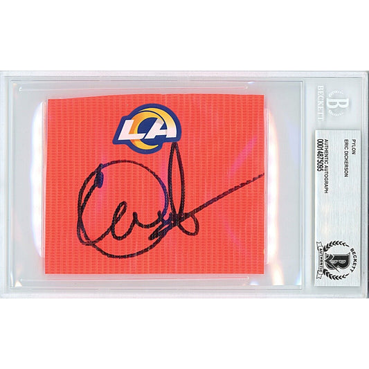 Eric Dickerson Autographed Los Angeles Rams Football End Zone Pylon Cut — Beckett Authentication