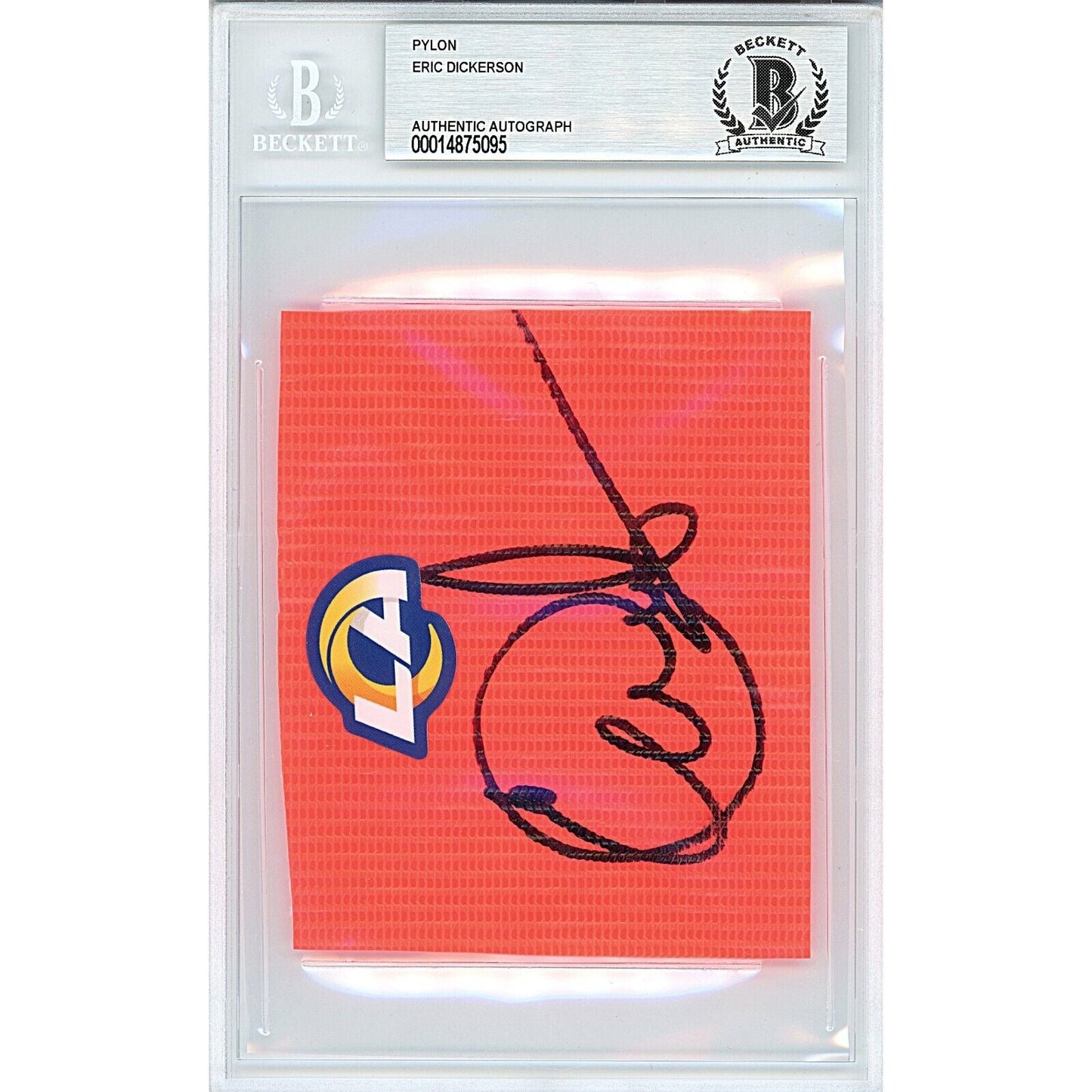 Eric Dickerson Autographed Los Angeles Rams Football End Zone Pylon Cut — Beckett Authentication