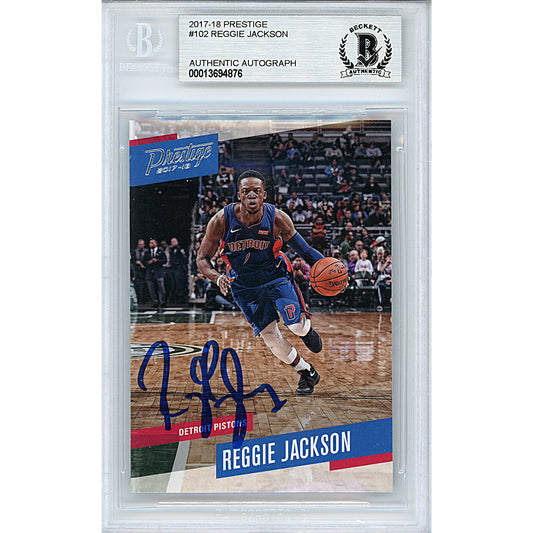 Reggie Jackson Signed Detroit Pistons 2017-18 Panini Prestige Basketball Card Beckett