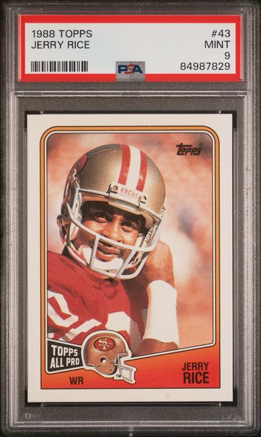 Graded 1988 Topps Jerry Rice #43 Football Card PSA 9 Mint