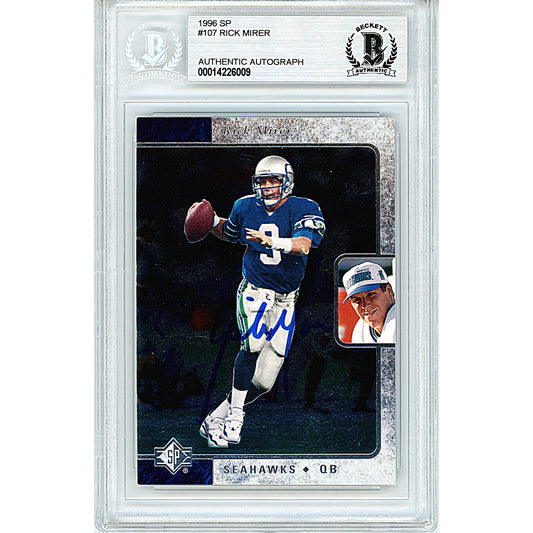 Rick Mirer Signed Seattle Seahawks 1996 SP Upper Deck Football Card Beckett Auth Auto Slab