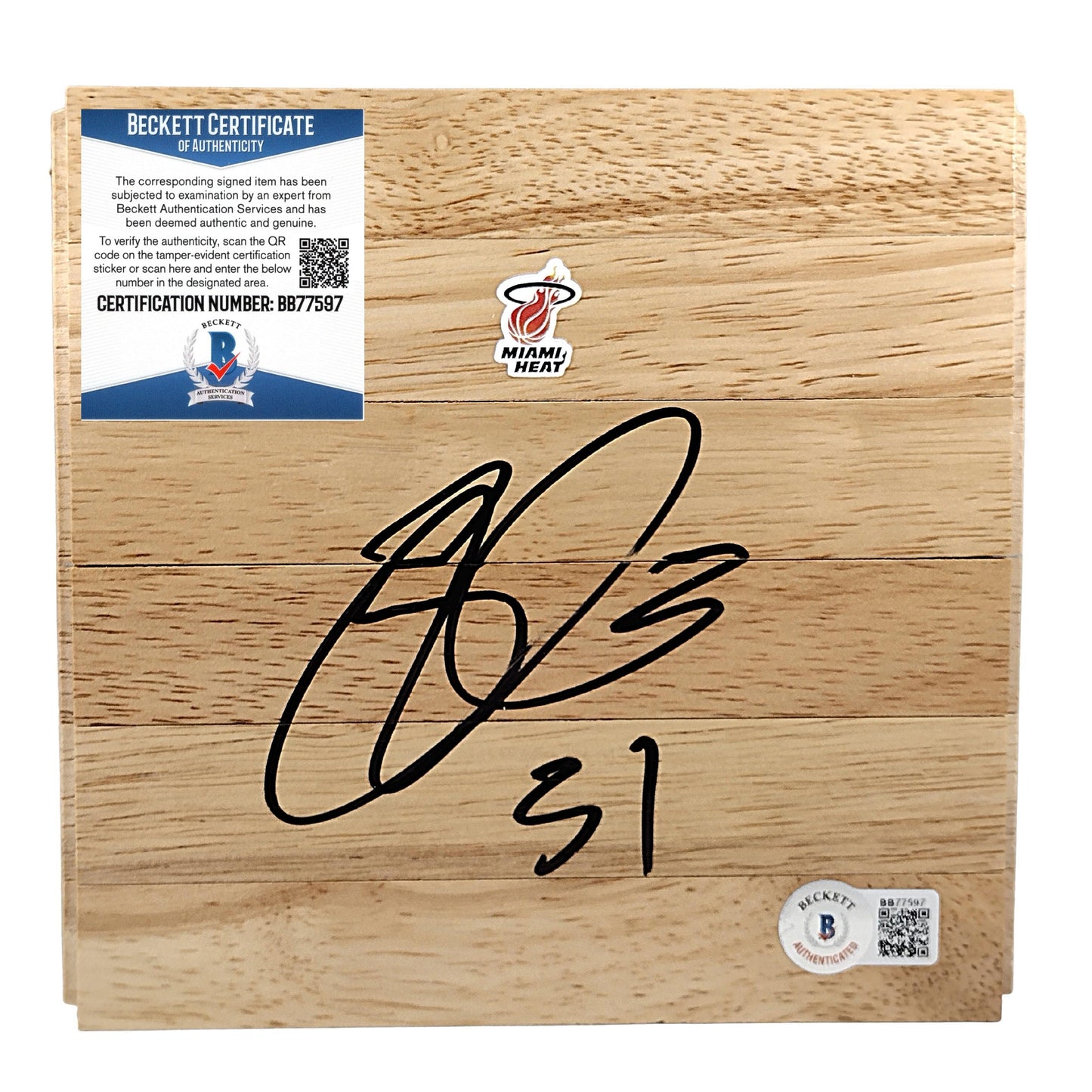 Ricky Davis Signed Miami Heat Basketball Floor Board Beckett Authentic Auto COA