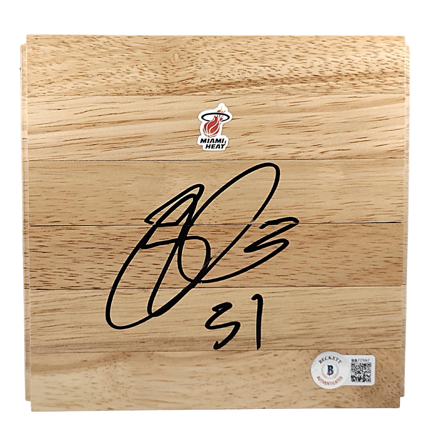 Ricky Davis Signed Miami Heat Basketball Floor Board Beckett Authentic Auto COA