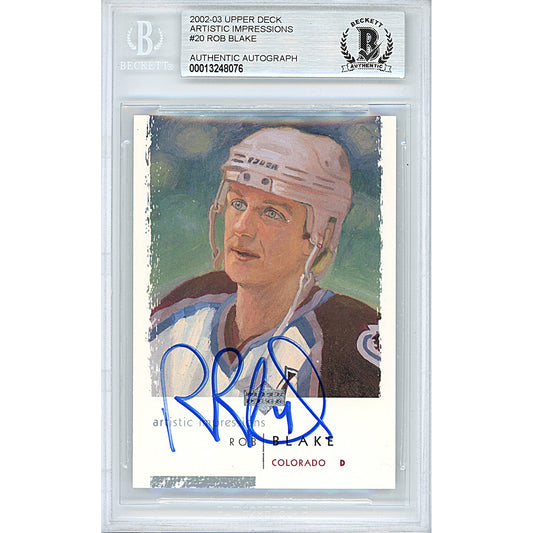 Rob Blake Signed Colorado Avalanche 2002-03 Upper Deck Hockey Card Beckett Slab