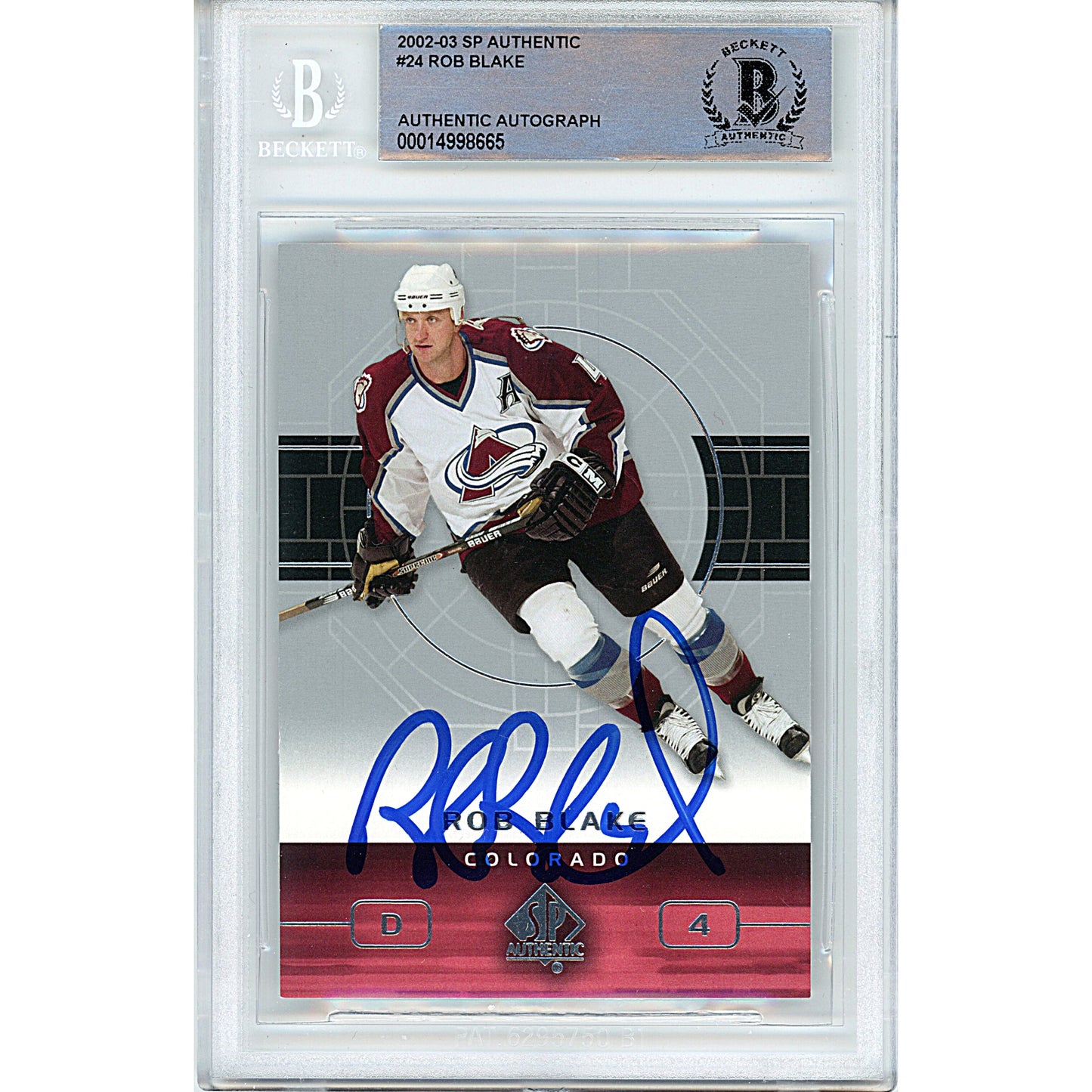 Rob Blake Signed Colorado Avalanche 2002-03 Upper Deck Hockey Card Beckett Slab