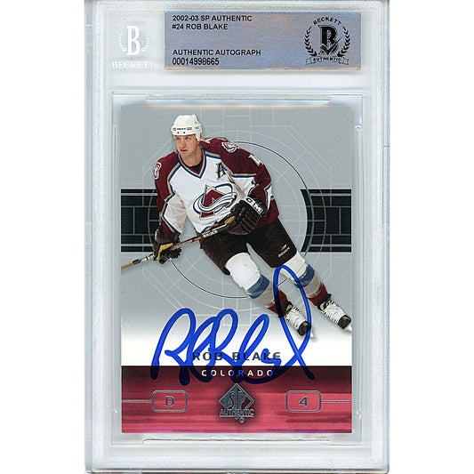 Rob Blake Signed Colorado Avalanche 2002-03 Upper Deck Hockey Card Beckett Slab