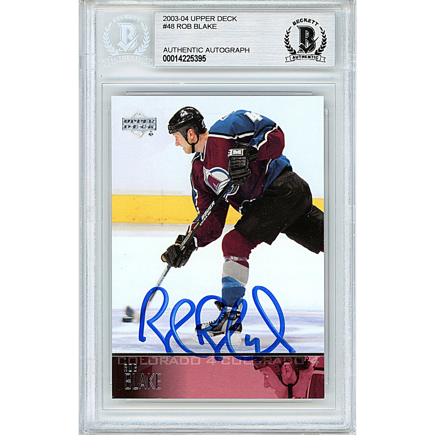 Rob Blake Signed Colorado Avalanche 2003-04 Upper Deck Hockey Card Beckett Slab