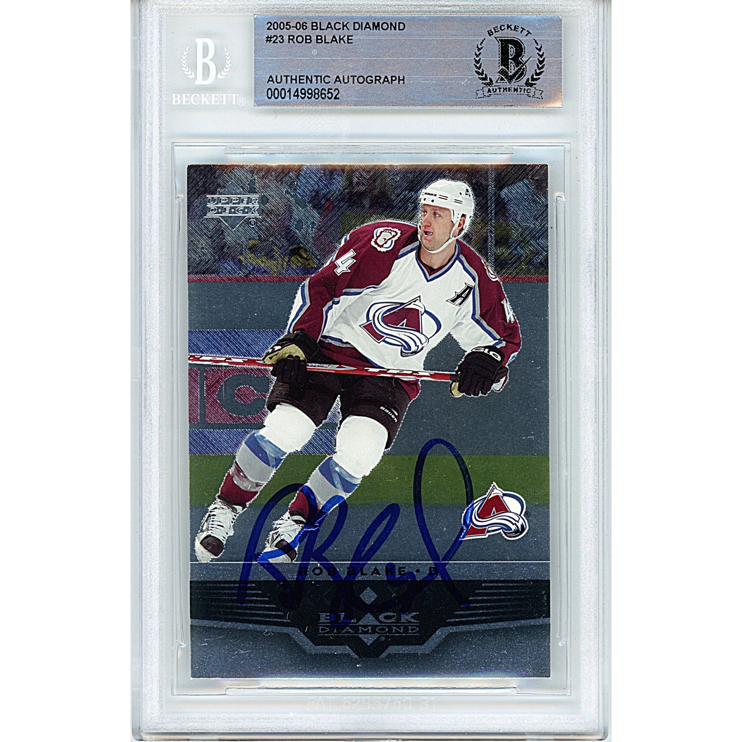 Rob Blake Signed Colorado Avalanche 2005-06 Upper Deck Hockey Card Beckett Slab
