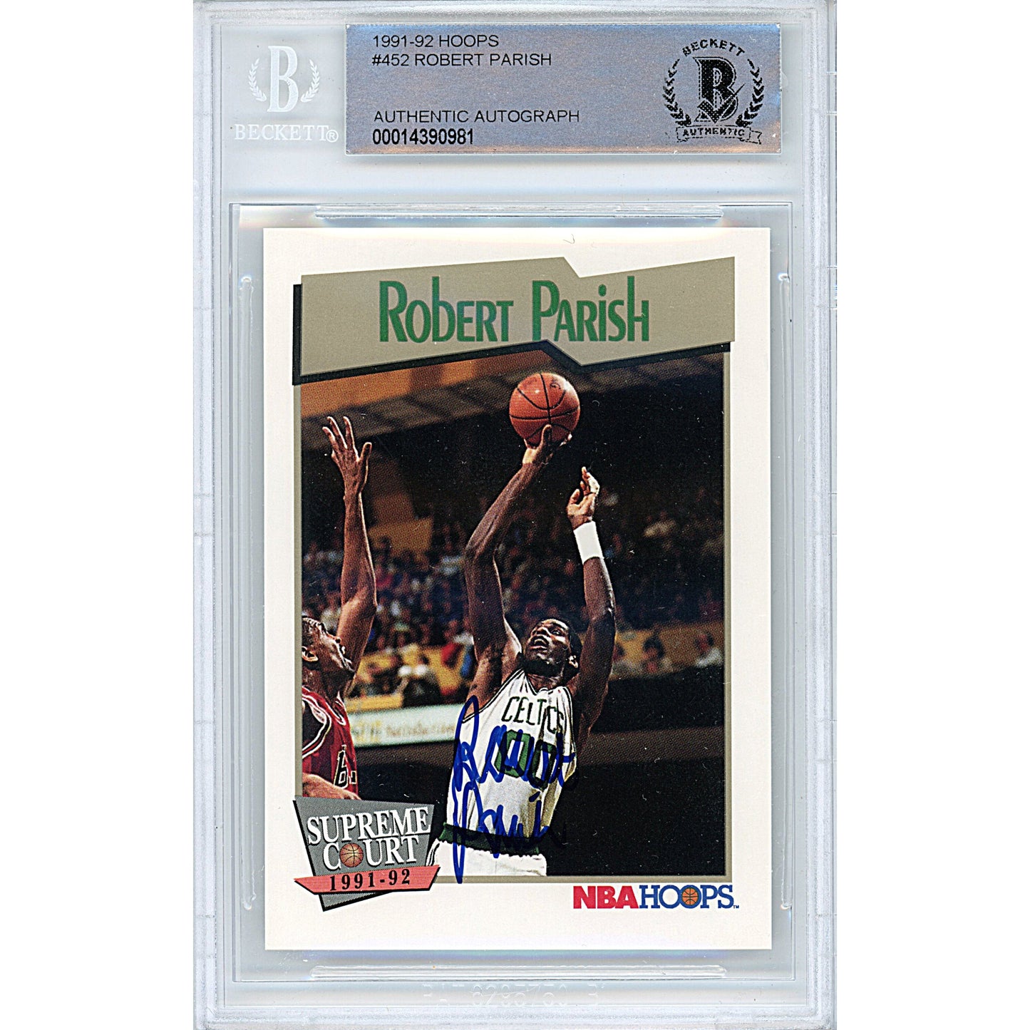 Robert Parish Signed Boston Celtics 1991-1992 Hoops Basketball Card Beckett Auth Auto Slab