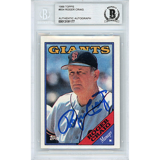 Roger Craig Signed San Francisco Giants 1988 Topps Baseball Card Beckett Auth Auto Slab