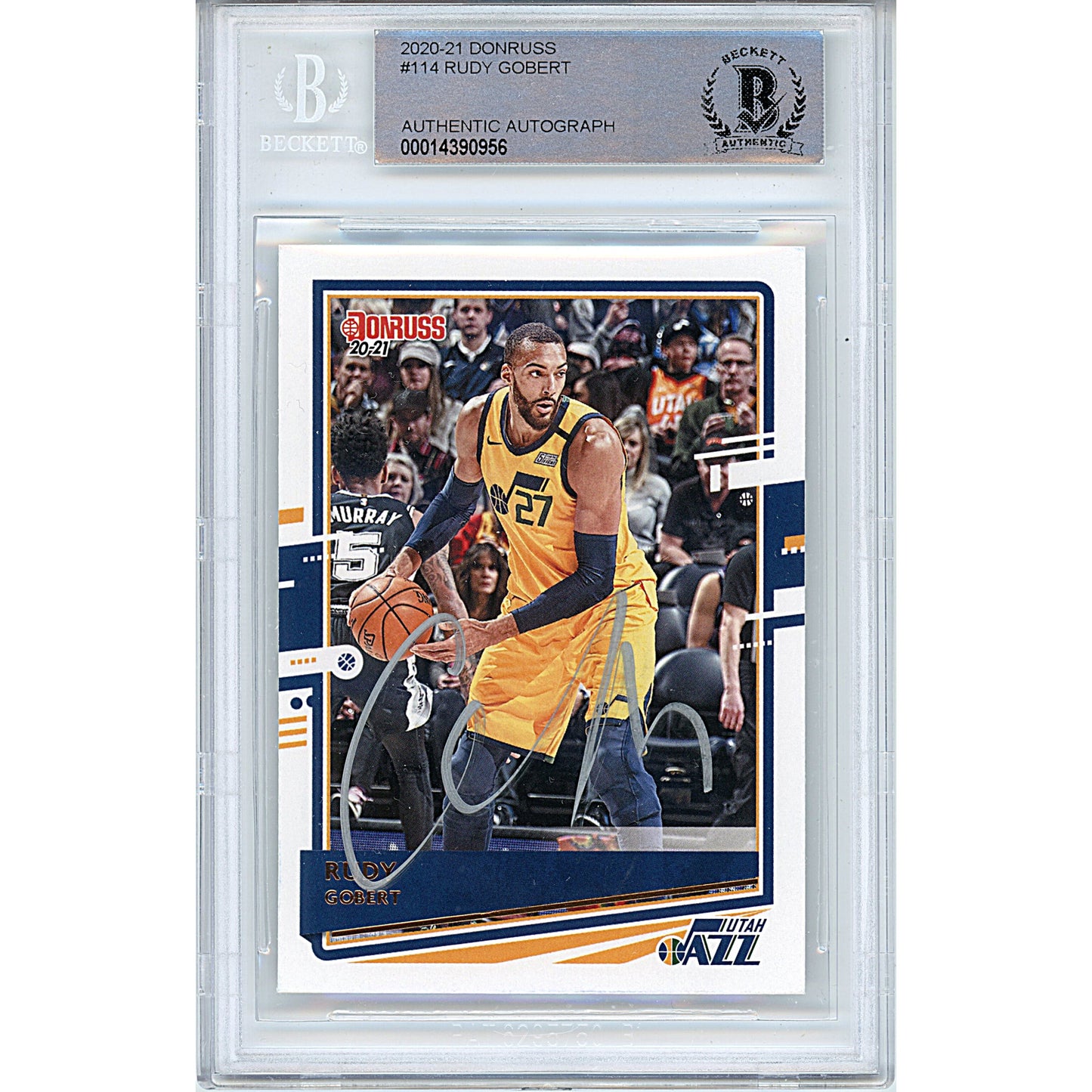 Rudy Gobert Signed Utah Jazz 2020-2021 Donruss Basketball Trading Card Beckett Slab
