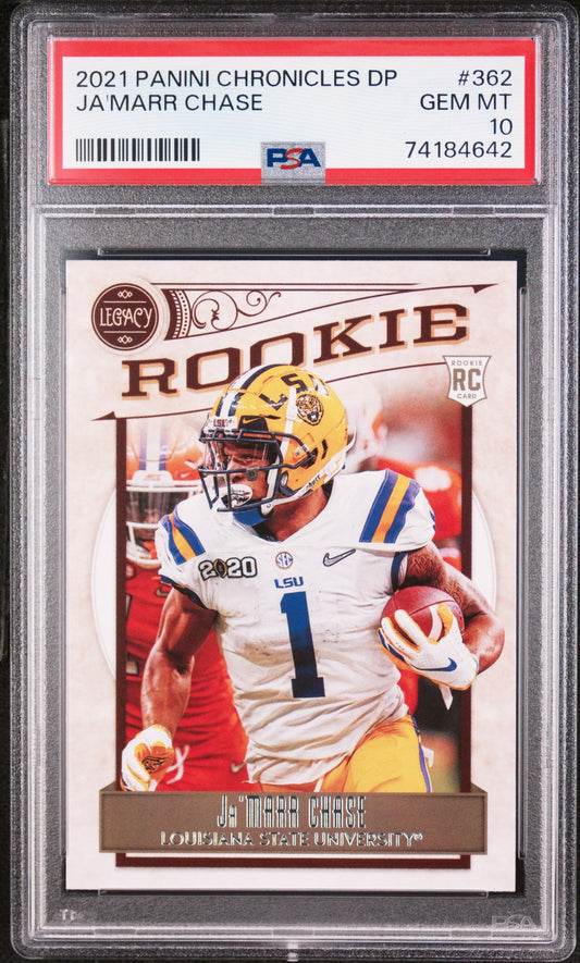 Graded 2021 Panini Chronicles Draft Picks Ja'Marr Chase #362 Rookie RC Football Card PSA 10 Gem Mint