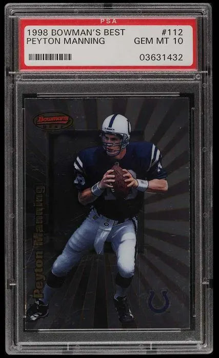 Graded 1998 Topps Bowmans Best Peyton Manning #112 Rookie RC Football Card PSA 10 Gem Mint