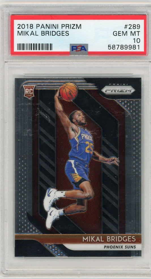 Graded 2018 Panini Prizm Mikal Bridges #289 Rookie RC Basketball Card PSA 10 Gem Mint - Sport Cards