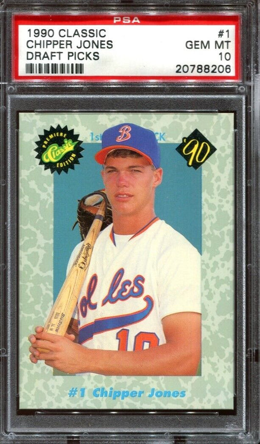Graded 1990 Classic Chipper Jones #1 Draft Picks Rookie RC Baseball Card PSA 10 Gem Mint