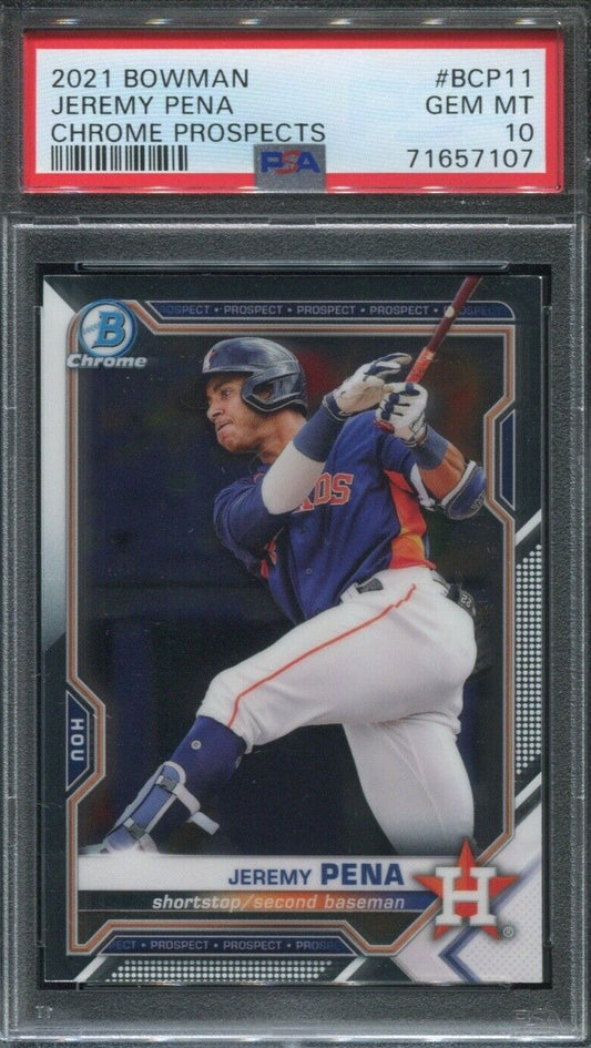 Graded 2021 Topps Bowman Jeremy Pena #BCP11 Chrome Prospects Rookie RC Baseball Card PSA 10 Gem Mint