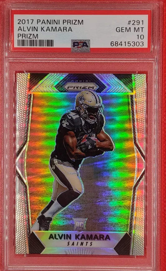 Graded 2017 Panini Prizm Alvin Kamara #291 Prizm Rookie RC Football Card PSA 10 Gem Mint