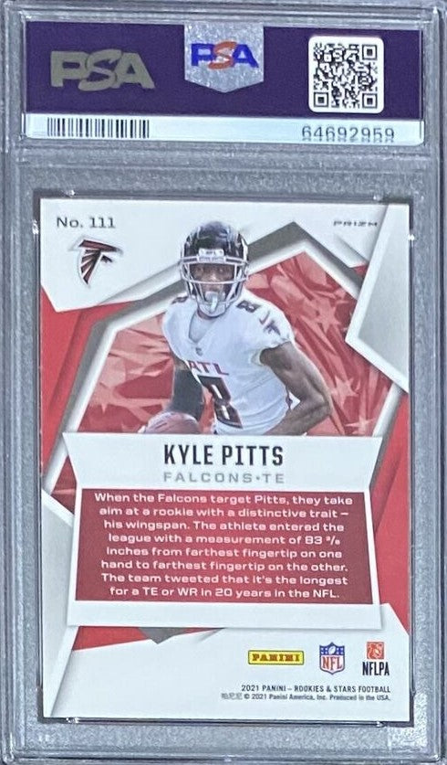 Graded 2021 Panini Rookie & Stars Kyle Pitts #111 Pulsar Prizm Rookie RC Football Card PSA 10 Gem Mint