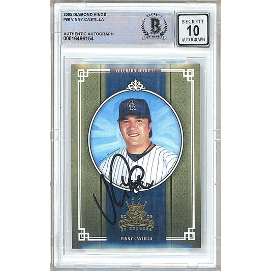 Vinny Castilla Colorado Rockies Signed 2005 Diamond Kings Card BGS Auto 10 Graded Slab