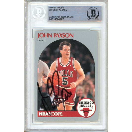1990-91 NBA Hoops #67 — John Paxson Chicago Bulls Autographed Trading Card — Beckett Authentication