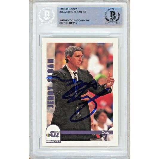 1992-93 Hoops — Jerry Sloan Utah Jazz Utah Jazz Autographed Trading Card — Beckett Authentication
