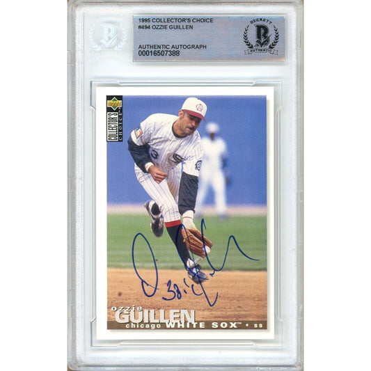 Ozzie Guillen Chicago White Sox Signed 1995 Collectors Choice Card Beckett Auth Auto Slab