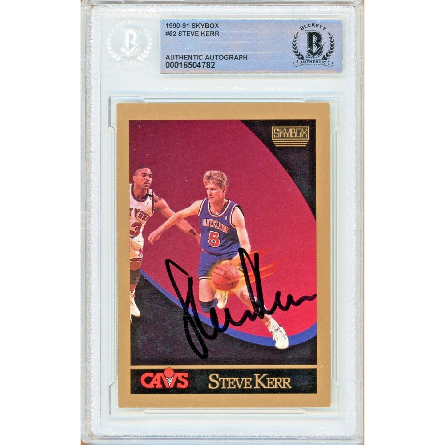 Steve Kerr Cleveland Cavaliers Signed 1990-91 Skybox NBA Card Beckett Authentic Auto Slab