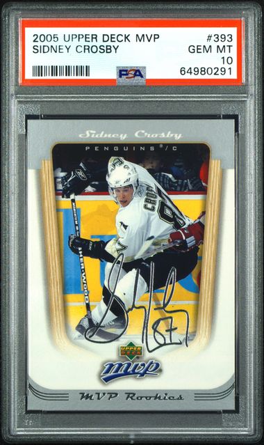 Graded 2005 Upper Deck MVP Sidney Crosby #393 Rookie RC Hockey Card PSA 10 Gem Mint