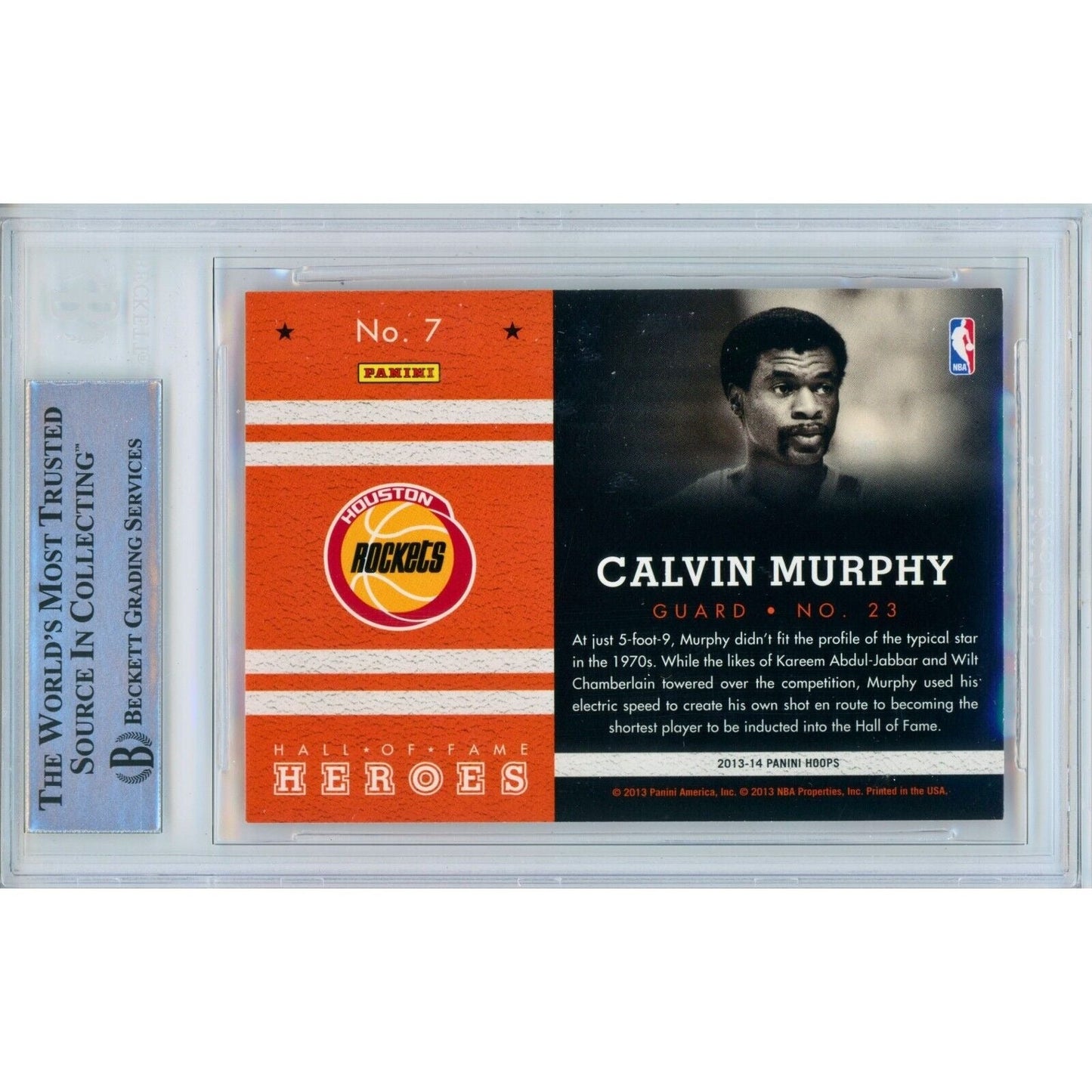 2013-14 Panini Hall of Fame Heroes #7 — Calvin Murphy Houston Rockets Autographed Trading Card — Beckett Authentication