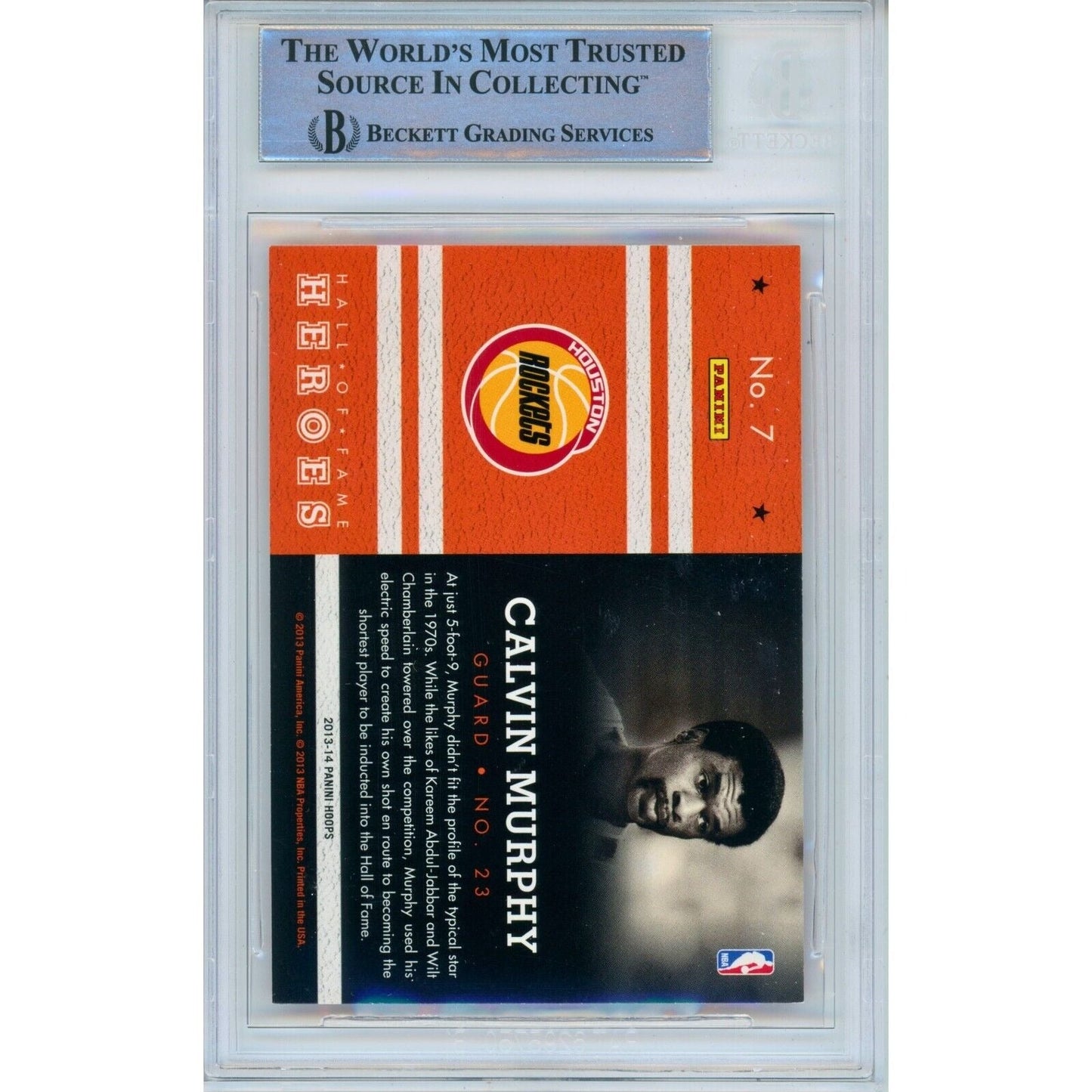 2013-14 Panini Hall of Fame Heroes #7 — Calvin Murphy Houston Rockets Autographed Trading Card — Beckett Authentication