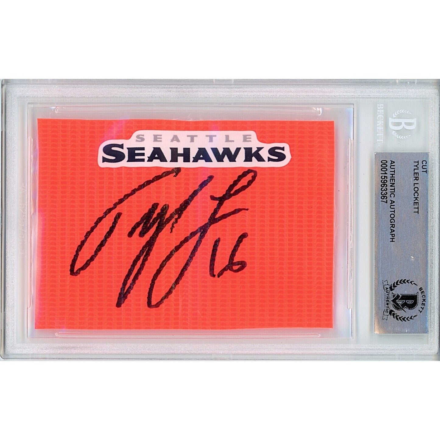 Tyler Lockett Seattle Seahawks Signed Football Pylon Signature Cut Beckett Authentic Auto