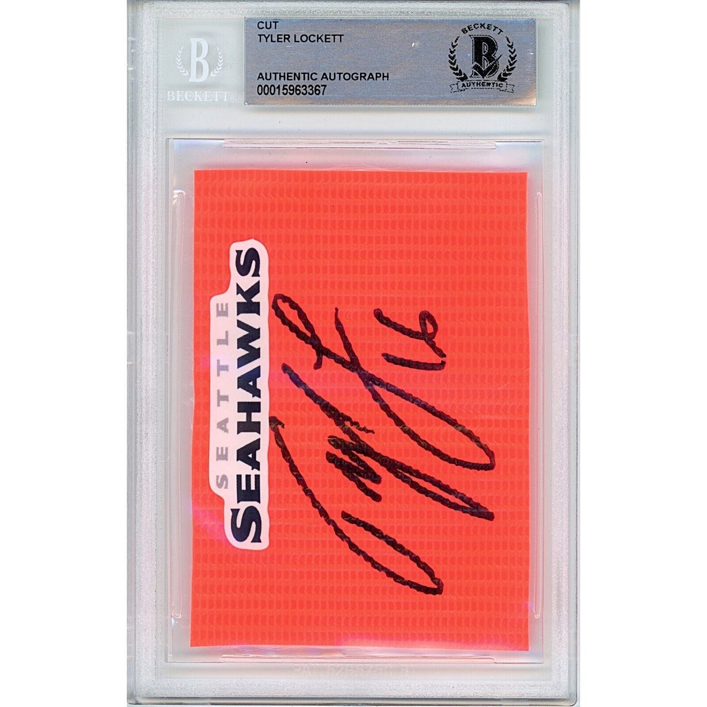 Tyler Lockett Seattle Seahawks Signed Football Pylon Signature Cut Beckett Authentic Auto
