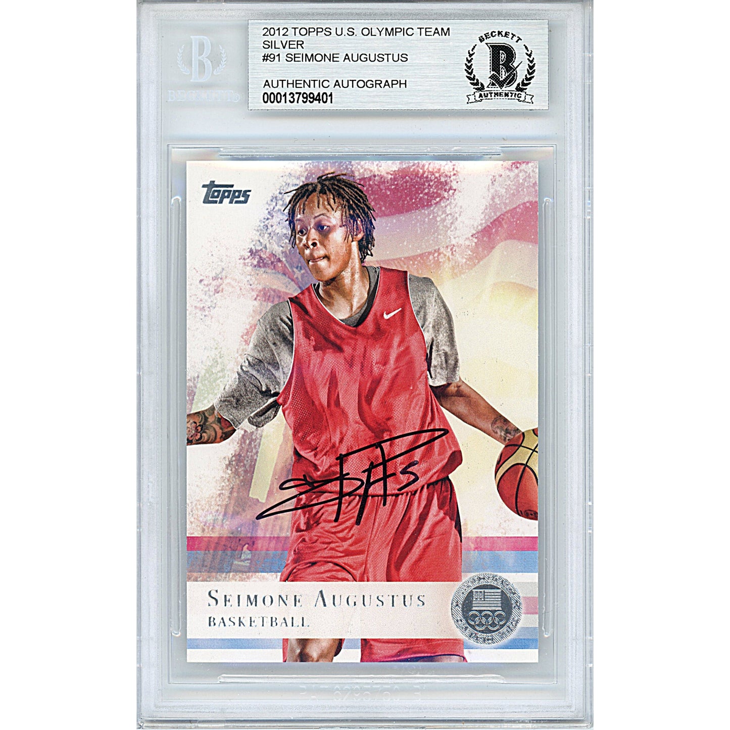 Seimone Augustus Signed 2012 Topps US Olympic Team WNBA Basketball Card Beckett