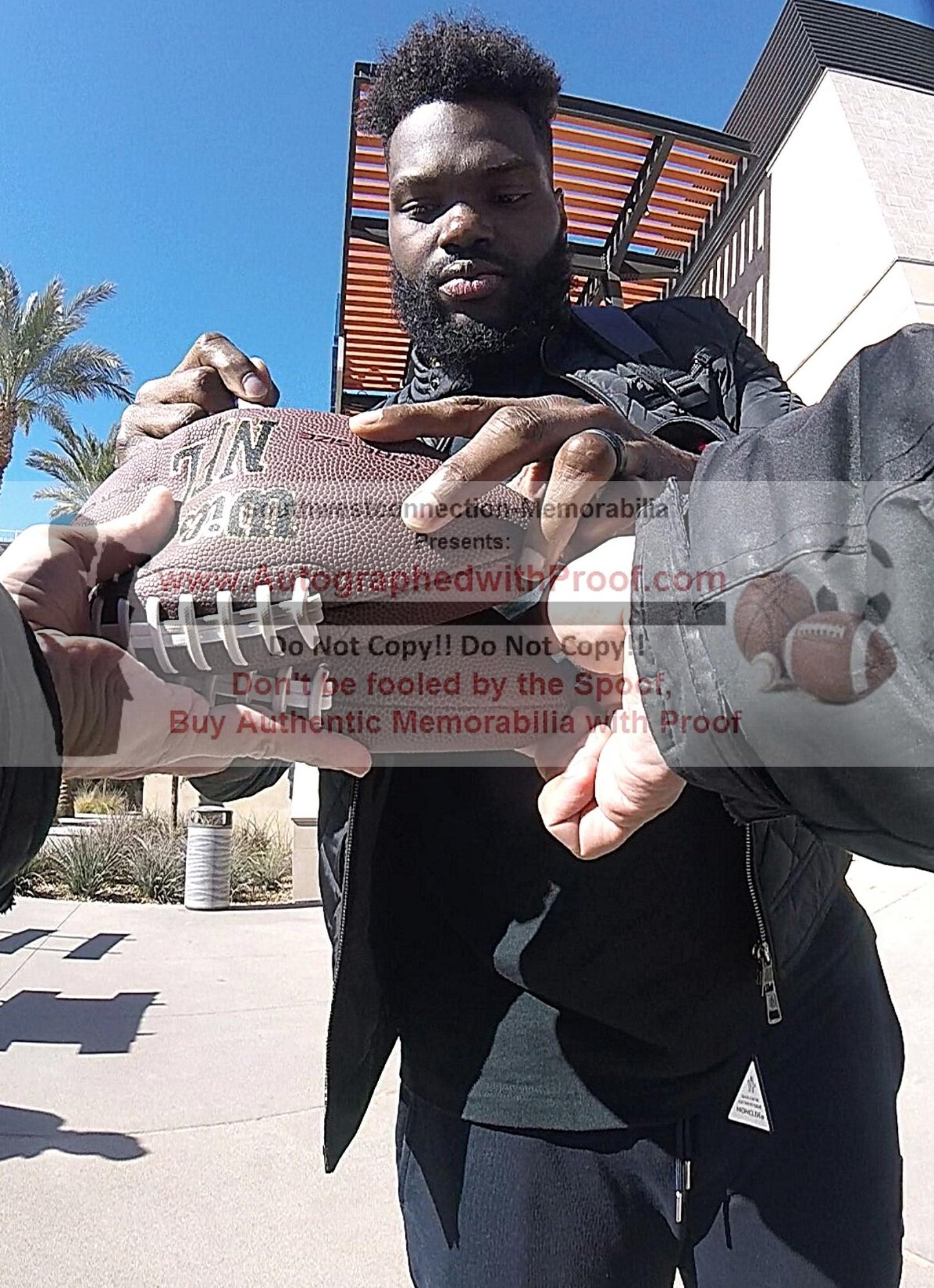 Shaquil Barrett Signed NFL Wilson Football, Tampa Bay Buccaneers, Proof Photo, Beckett COA