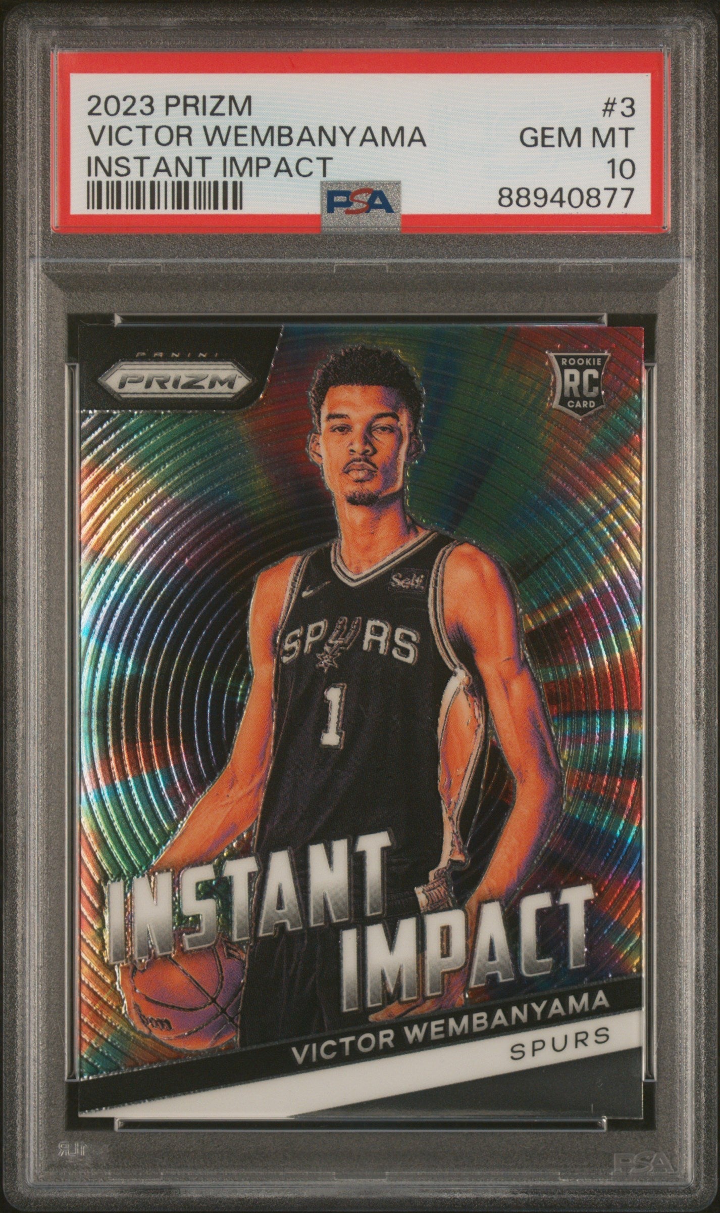 Graded 2023 Panini Prizm Victor Wembanyama #3 Instant Impact Rookie RC Basketball Card PSA 10 Gem Mint