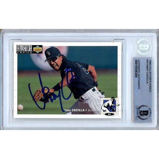 Vinny Castilla Colorado Rockies Signed 1994 Collectors Choice Card Beckett Authentic Auto