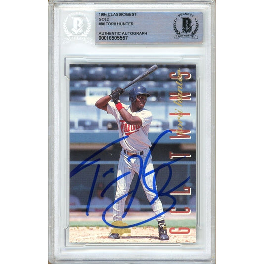 Torii Hunter Minnesota Twins Signed 1994 Classic Best Gold Card Beckett Auth Auto Slab RC