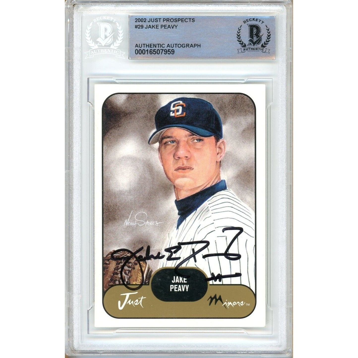 2002 Just Prospects #29— Jake Peavy San Diego Padres Autographed Trading Card — Beckett Authentication