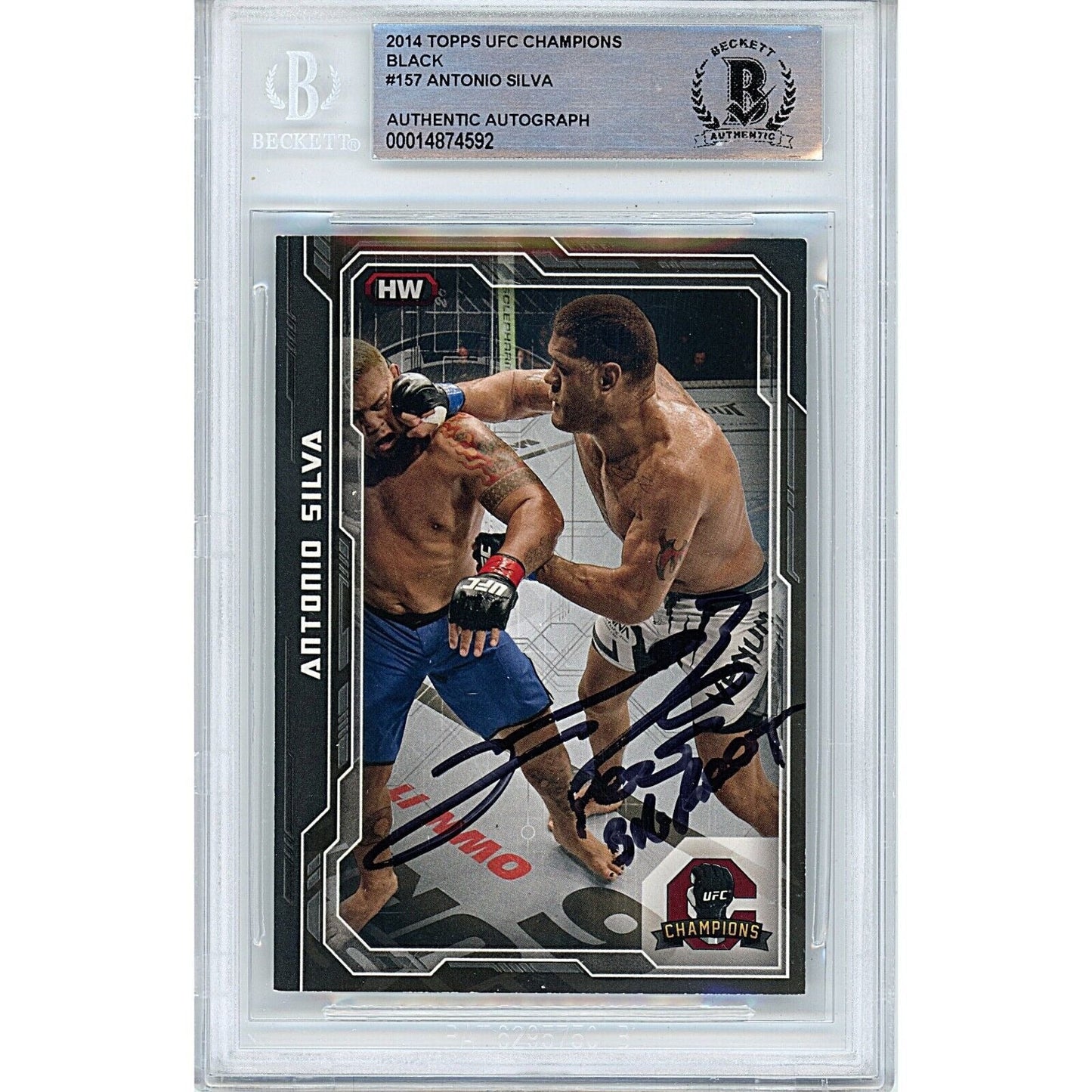 2014 Topps UFC Champions Black #157 — Antonio Silva Autographed MMA Trading Card — Beckett Authentication