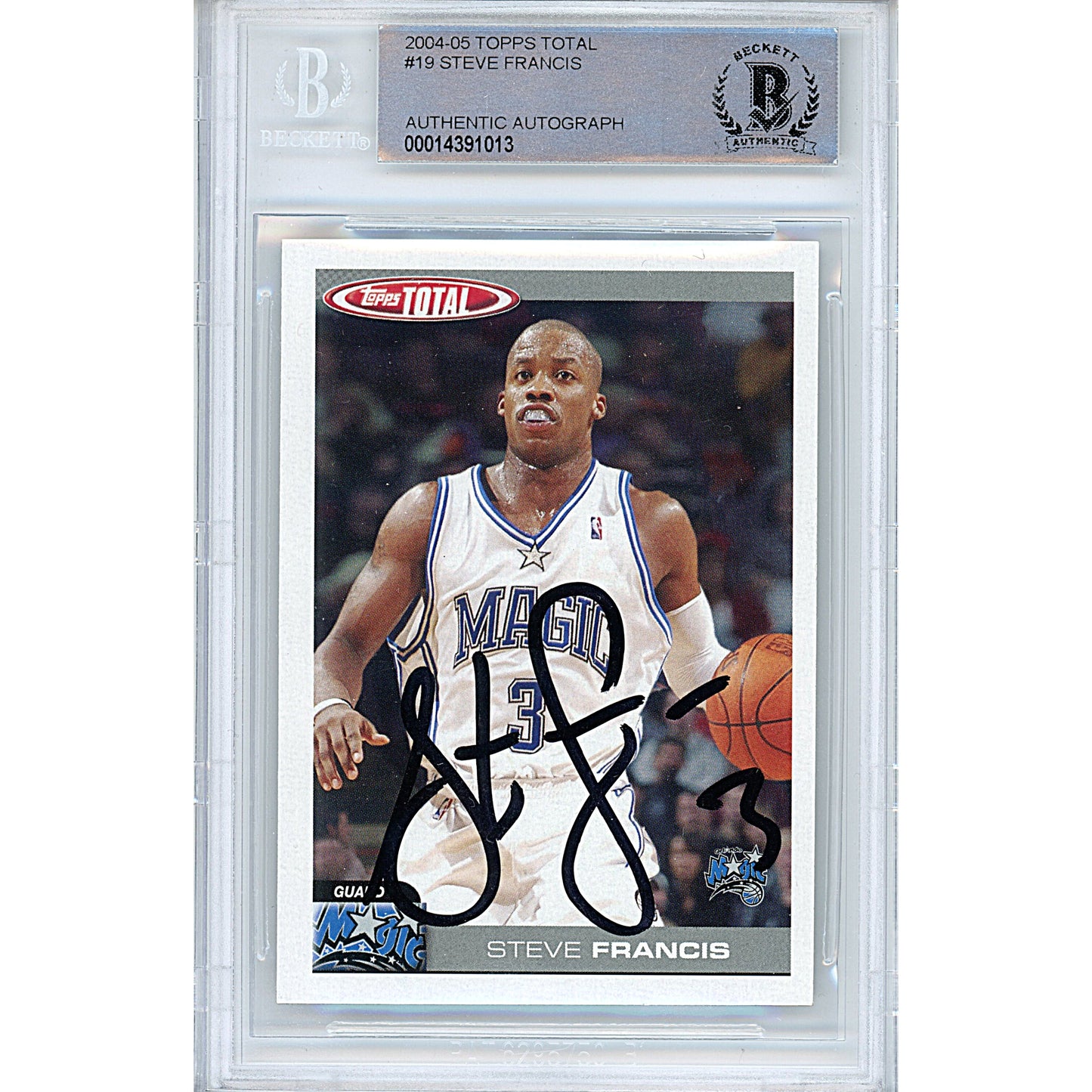 Steve Francis Signed Orlando Magic 2004-05 Topps Total Basketball Card Beckett Slab