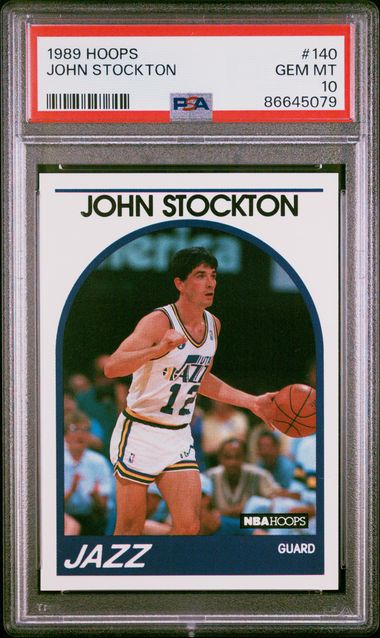 Graded 1989 Hoops John Stockton #140 2nd Year Basketball Card PSA 10 Gem Mint