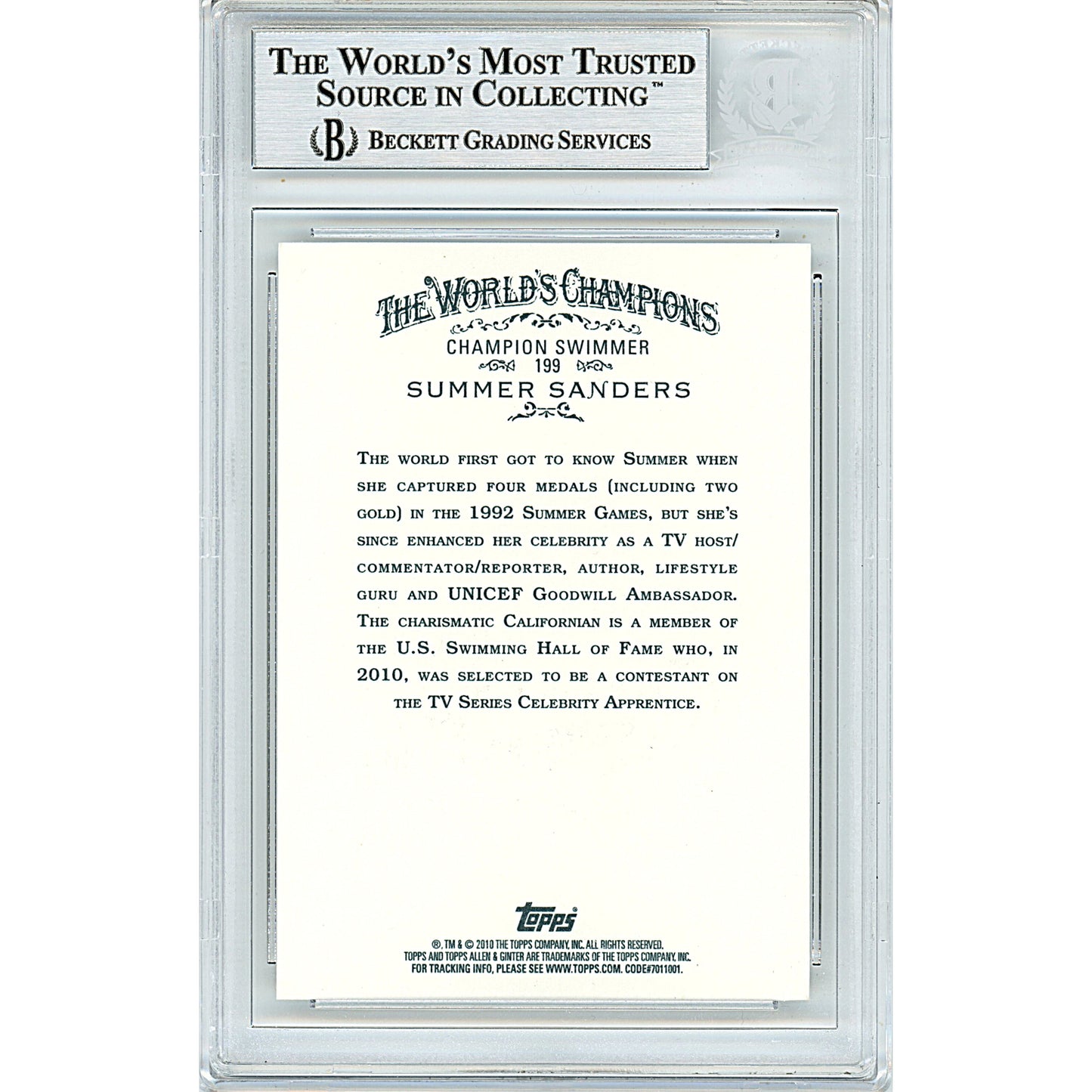 Summer Sanders Signed Team USA 2010 Topps Allen Ginter's Olympics Card Beckett Slab - Sport Cards