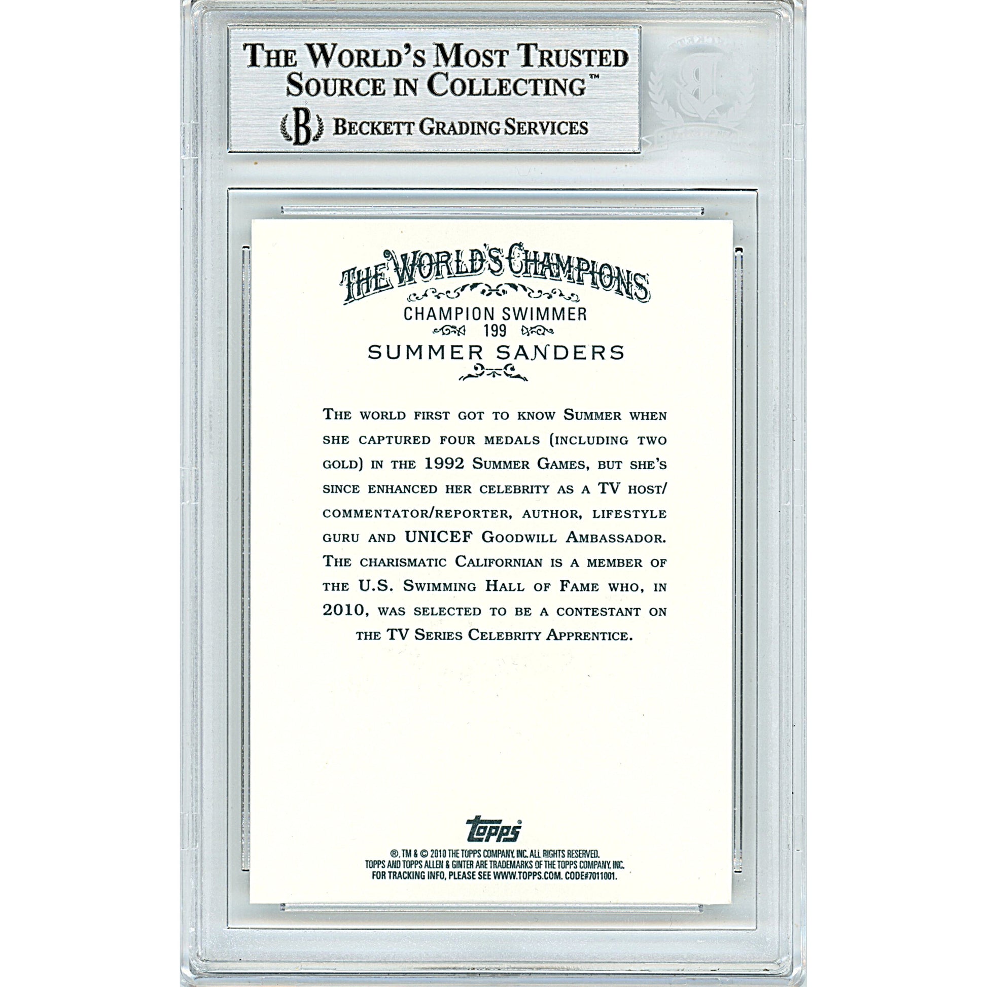 Summer Sanders Signed Team USA 2010 Topps Allen Ginter's Olympics Card Beckett Slab - Sport Cards