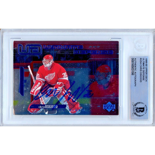 1999-2000 Upper Deck Ultimate Defense #UD4 — Chris Osgood Detroit Red Wings Autographed Trading Card — Beckett Authentication